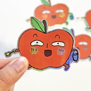 Glitter Apple Sticker: Weatherproof Vinyl Decal