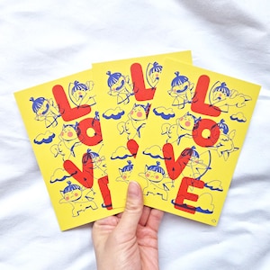 Carte postale amour Cupidon⎪Carte Saint-Valentin⎪Joli garçon envoyant une carte d'amour⎪Carte Cupidon bébé garçon⎪Jolie carte de voeux