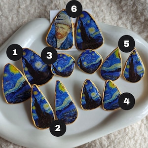 Van Gogh Starry Night Earrings - Handmade Art Jewelry, Unique Gift for Art Lovers & Women