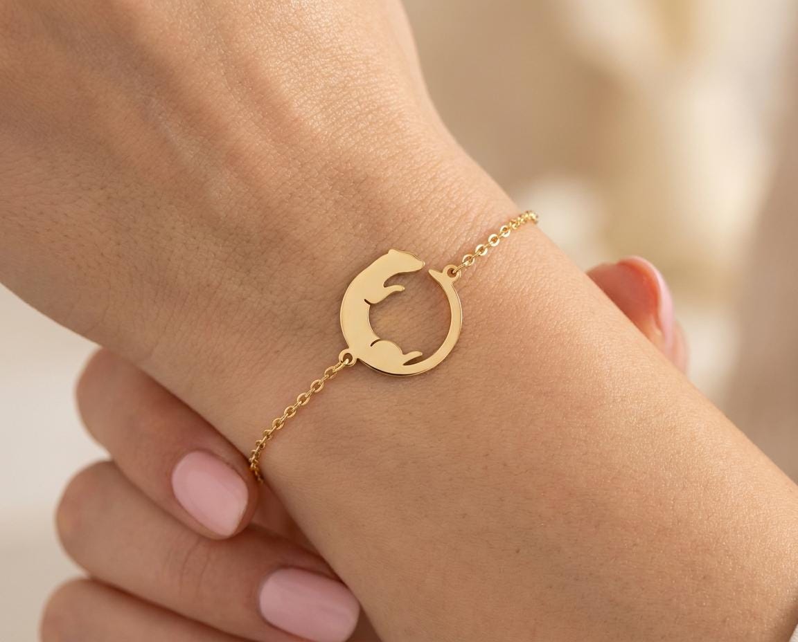 Ferret Bracelet: Gold Plated Ferret Silhouette Charm