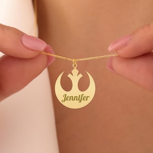 Custom Rebel Alliance Name Necklace - Personalized Name Gold Plated Pendant for Star Wars Fans