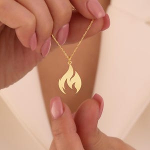 Flame Pendant Necklace | Minimalist Fire Design in Gold Plated Jewelry | Bold Statement Accessory for Men and Women