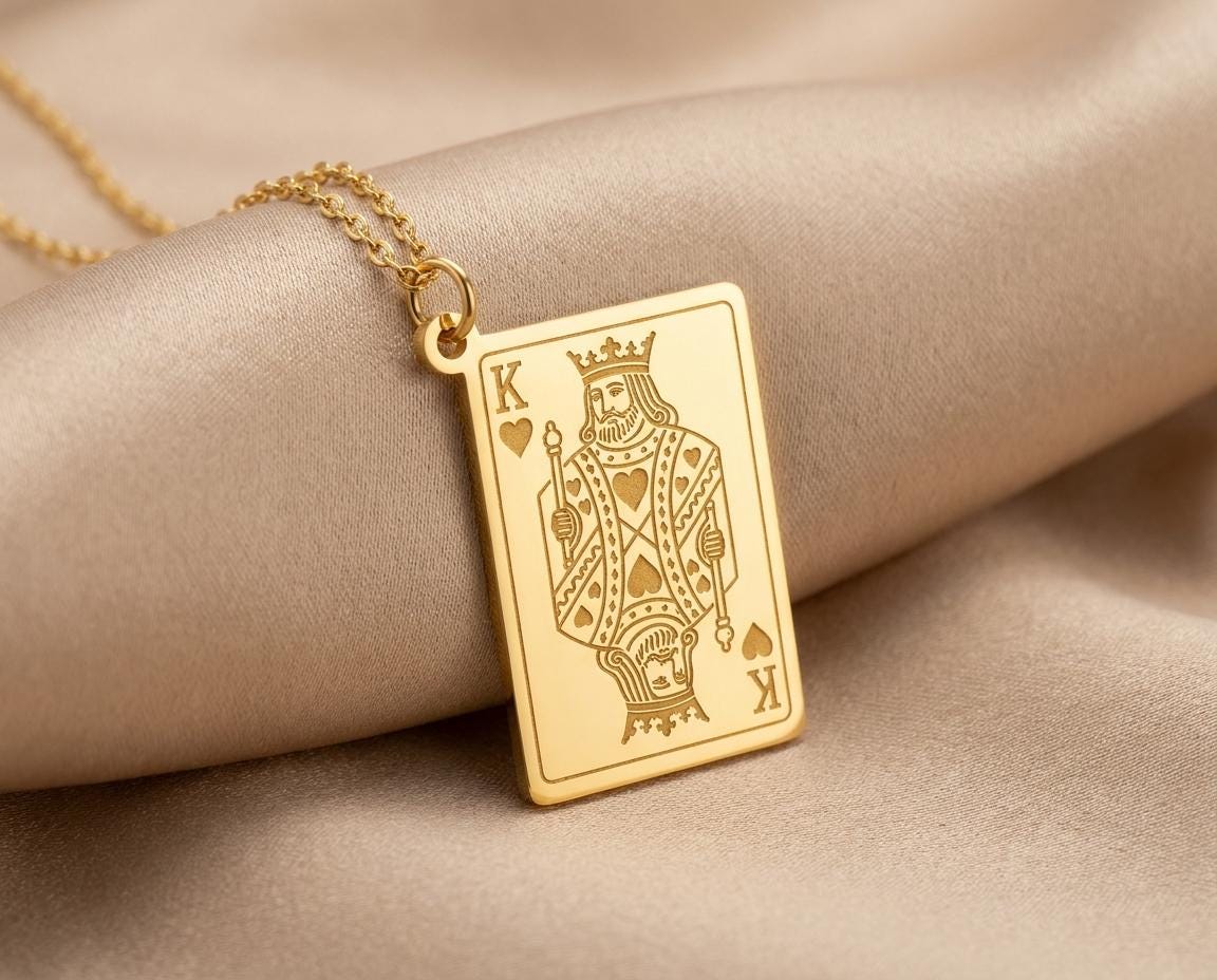 King Of Hearts Pendant: Sterling Silver Playing Card Design