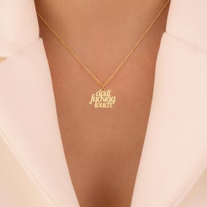Custom Bold Quote Necklace - Personalized Gold Plated Statement Jewelry - Edgy Text Pendant - Empowering Gift for Women & Men image 3