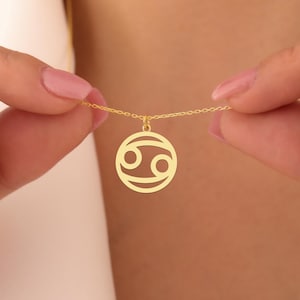 Cancer Zodiac Necklace | Gold Cancer Pendant | Personalized Astrology Jewelry for Women and Men | Celestial Star Sign Charm