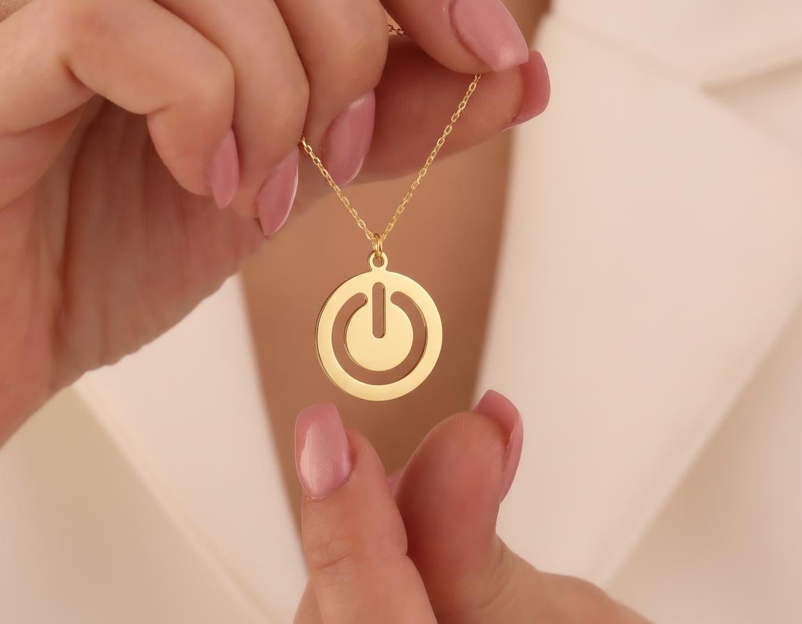 Power Symbol Necklace: Gold Plated Minimalist Pendant