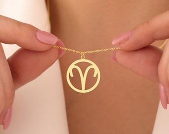 Aries Zodiac Charm Necklace, Gold Astrology Pendant for Aries Lovers, Unique Celestial Gift for Astrology Enthusiasts