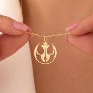 Jedi Rebel Alliance Necklace - Gold Plated Silver Pendant - Symbolic Sci-Fi Jewelry for Fans of Galactic Heroes