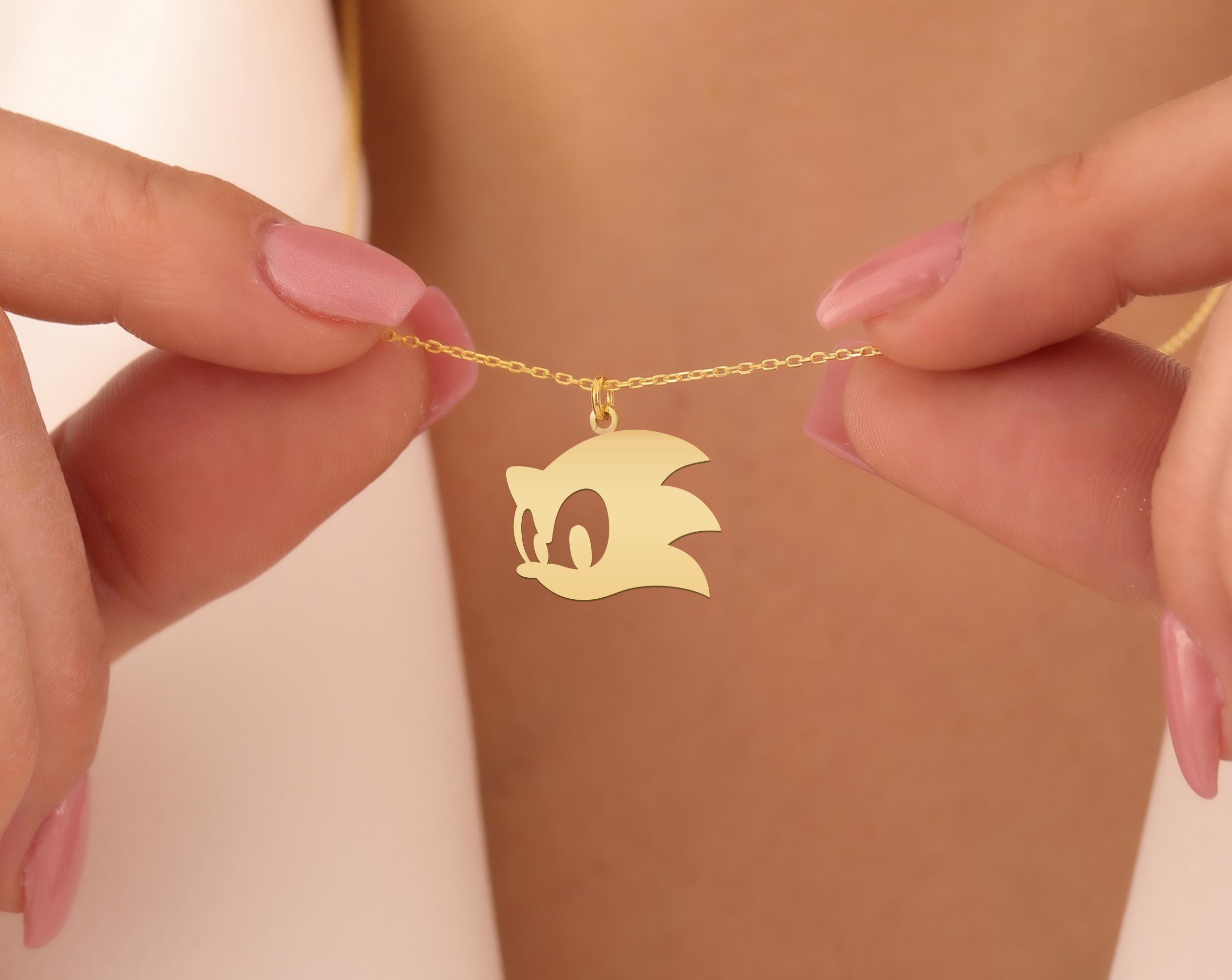 Sonic Head Pendant Necklace | Gold-plated Gaming Icon Charm