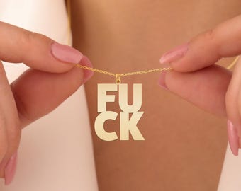 F*CK Necklace | Gold Plated Sterling Silver Pendant | Bold Statement Jewelry Gift for Women | Edgy Minimalist Design
