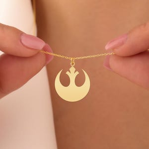 Rebel Alliance Necklace Gold Plated Silver Pendant - Star-Inspired Jewelry for Sci-Fi Fans - Unique Gift for Movie Enthusiasts