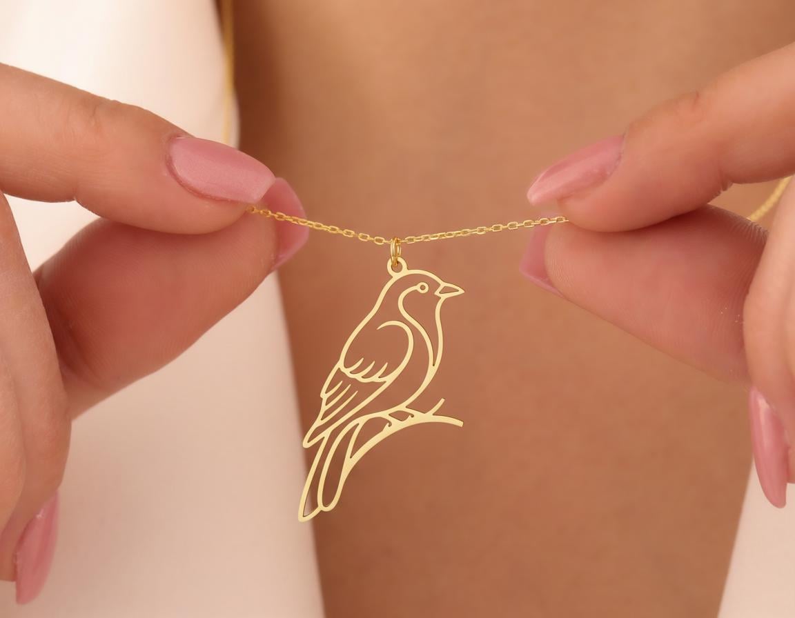 Bird Pendant: Gold Plated Minimalist Necklace