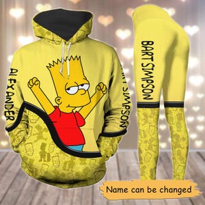Custom The Simpsons Hoodies, Simpsons Leggings, Bart Simpson Hoodies, Homer Family Yoga Pants, Disney Character Shirt, Gym Outfit