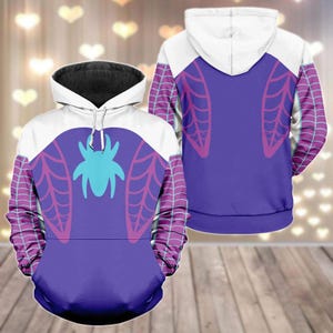 Spider Gwen Purple Cosplay Hoodies, Gwen Stacy Spidey Costume Shirt, Disney Superhero Outfit, Halloween 2025 Sweatshirt, Spider Merch