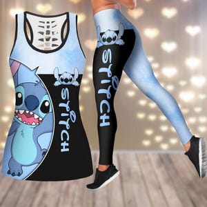 Camiseta sin mangas de Stitch de Disney, leggings de Ohana Means Family, camiseta de entrenamiento para un viaje a Disney, pantalones de yoga con Stitch Love, atuendo deportivo para el Día de la Madre
