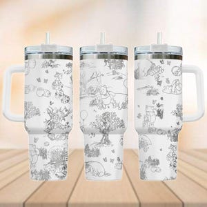 Winnie The Pooh Engraved Tumbler, Disney Trip Tumbler 40oz, Pooh Eeyore Tigger Piglet Water Tumbler, Cute Animal Tumbler Cup For Kids