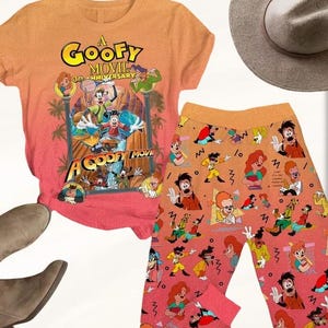 Goofy 30e verjaardag T-shirt/broek, een Goofy-filmpyjamaset, Disney-set voor vrouwen, bijpassend T-shirt grappige hond, cartoon zomercadeau