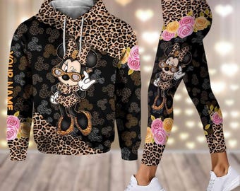 Custom Minnie Mouse Hoodies, Minnie Leggings For Girl, Mickey Mouse Hoodies, Disney Mouse Yoga Pants, Cartoon Movie Fan Outfit