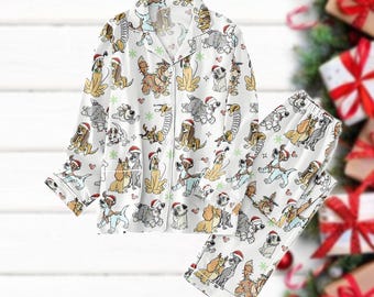 Retro Disney Dogs Group kerstpyjama, Lady Tramp Pluto koperen Pluto kerstpyjama, Disneyland familie kerstnachtkleding cadeaus