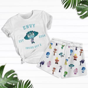 Camiseta Envy Inside Out 2, camiseta familiar de Disney, pantalones cortos de verano para mujer y hombre, camiseta Disney Feelings, camiseta Pixar Inside Out, regalo para amantes de los dibujos animados
