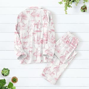 Toile De Jouy Pajama Set, Ballet Dancer Women Pajamas, Vintage Toile Bridesmaid Pajamas, Cottagecore Sleepwear, Girly Lounge Set