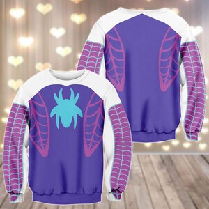 Spider Gwen Purple Cosplay Hoodies, Gwen Stacy Spidey Costume Shirt, Disney Superhero Outfit, Halloween 2025 Sweatshirt, Spider Merch