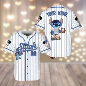 Personalized Stitch Baseball Jersey, Disney Stitch Jersey Shirt, Matching Team Shirt, Stitch Baseball Shirt, Cartoon Characters Gifts