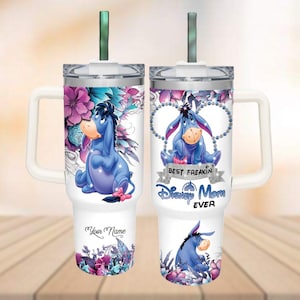 Benutzerdefinierte Eeyore Best Mom Becher 40 Unzen, Winnie The Pooh Thermosbecher, Cartoon Charaktere Becher, Pooh Eeyore Becher mit Griff