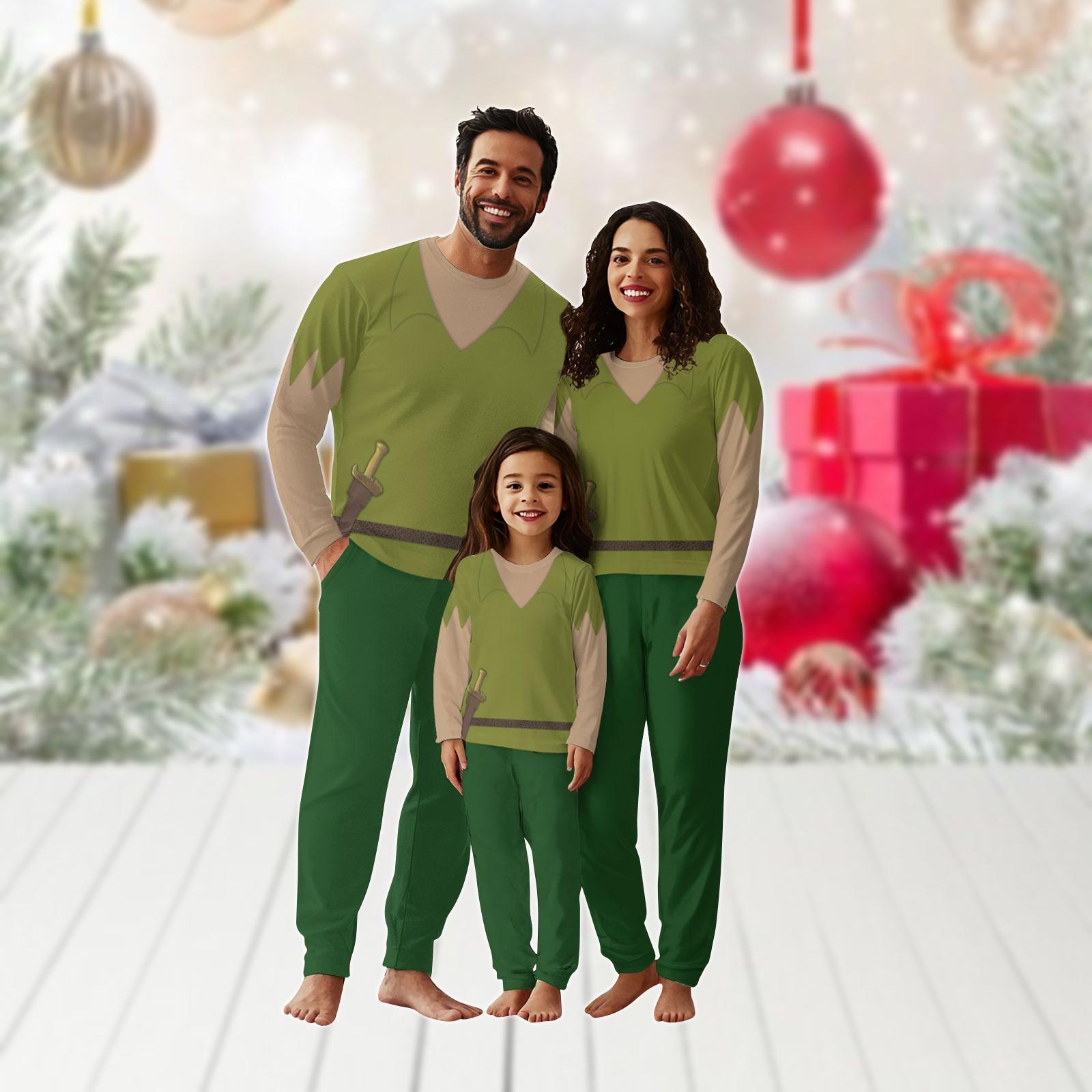 Peter Pan Family Pajamas Set, Matching Cosplay Pajamas, Disney Peter Pan Holiday Pajamas, Cartoon Character Costume, Xmas Family Gift