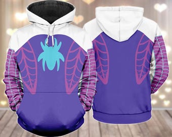 Sudadera morada de Spider-Gwen para cosplay, camiseta de disfraz de Gwen Stacy Spidey, traje de superhéroe de Disney, sudadera de Halloween 2025, artículos de Spider-Man