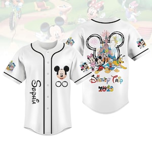 Camiseta de béisbol personalizada de Mickey y sus amigos, camiseta de béisbol de Disney Trip 2025, camiseta de Donald Duck Goofy Pluto, camiseta de película de dibujos animados