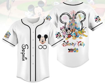 Custom Mickey And Friends Baseball Jersey, Disney Trip 2025 Baseball Shirt, Donald Duck Goofy Pluto Jersey Shirt, Cartoon Movie Shirt