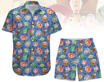 Disney Toy Story Button Shirt, Toy Story Family Hawaiian Shirt, Beach Shorts Men, Buzz Lightyear Woody Tee, Vacation  Shirt For Trip