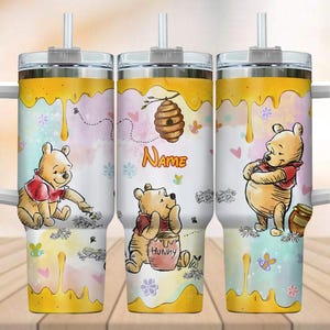 Benutzerdefinierte Winnie the Pooh Becher 40 Unzen, Disney Pooh Edelstahl Becher, Pooh Honig Becher Tasse, Cartoon Film Becher mit Griff
