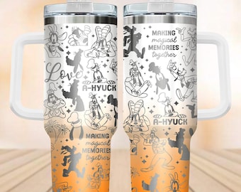 Funny Pluto Dog Tumbler 40oz, Disney Dog Tumbler With Handle, Magical Kingdom Water Tumbler, Mickey Friends Cup Gift for Cartoon Lovers