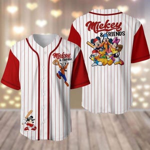 Mickey And Friends Baseball Jersey, Goofy Baseball Shirt, Disney Family Jersey Shirt, Disneyland Jersey, Cartoon Characters Fan Gift
