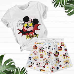 Camiseta y pantalones cortos de Mickey Mouse, pijama de Mickey, pijama de Disney Mouse para viajes familiares, pijama de Minnie, pijama de dibujos animados.