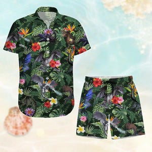 Dragon Hawaiian Shirt/Shorts, Dragon Button Up Shirt, Summer Shorts For Men, Animals Beach Shirt, Tropical Pattern Aloha Women Shirt
