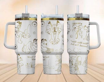A Pluto Dog Engraved Tumbler, Disney Dog Movie 40oz Tumbler, Disney Trip Stainless Steel Tumbler, Funny Dog Lover Cup For Kids
