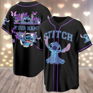 Custom Stitch Baseball Jersey, Disneyland Baseball Shirt, Matching Disney Family Jersey Shirt, Football Shirt, Cartoon Characters Gifts