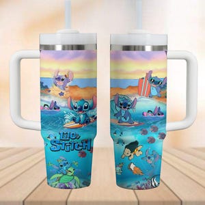 Lilo And Stitch 40oz Tumbler, Stitch Aloha Water Tumbler, Disney Tumbler With Straw, Angel Cup, Cartoon Tumbler For Kids, Summer Gifts
