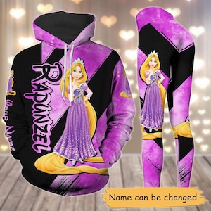Custom Rapunzel Tangled Hoodie/Leggings, Disney Princess Shirts, Rapunzel Princess Hoodie, Yoga Pants Women, Outfit Gift For Her