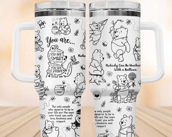 Winnie The Pooh Tumbler 40oz, Pooh Bear Insulated Tumbler, Disney Tumbler With Handle, Pooh Classic Tumbler Cup, Christmas Gifts