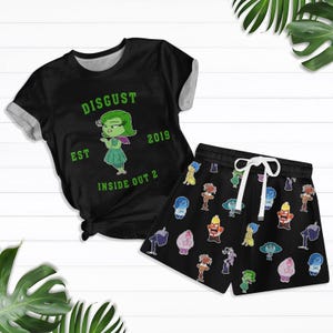 Camiseta de asco de adentro hacia afuera, camiseta de emociones de Disney, pantalones cortos de dibujos animados para mujeres y hombres, camiseta de tristeza, alegría y enojo, camiseta a juego de la familia Disney