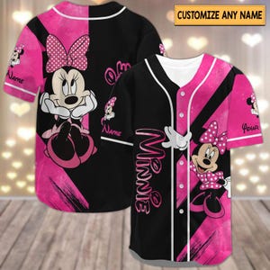 Custom Minnie Mouse Baseball Jersey, Disney Mouse Baseball Shirt, Minnie Football Shirt, Mickey Jersey Team Shirt, Cartoon Lover Gifts