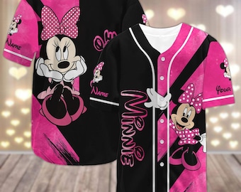 Benutzerdefinierte Minnie-Maus-Baseball-Jersey, Disney-Maus-Baseball-Shirt, Minnie-Fußball-Shirt, Mickey Jersey-Team-Shirt, Karikatur-Liebhaber Geschenke