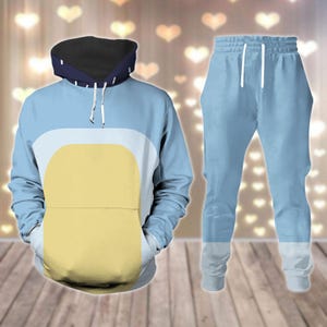 Bandit Heeler Cosplay 3D sudadera con capucha Jogger, sudaderas con capucha de traje de perro azul padre, pantalones de cosplay de perro papá azul, camisa bandit heeler, regalo para papá