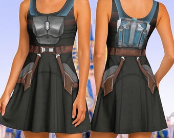 Bo-Katan Cosplay Skater Dress, Star Wars Women Dress, Warriors Halloween Costume, Mandalorian Running Dress, Halloween Gift For Her