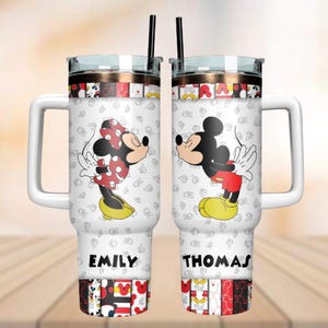 Custom Mickey And Minnie 40oz Tumbler, Disney Mouse Couple Tumbler Cup, Mickey Love Insulated Tumbler, Valentines Cup, Couple Gifts