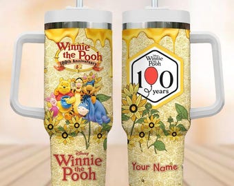 Personalized The Pooh 100th Anniversary Tumbler 40oz, Winnie The Pooh 2026 Tumbler Cup, Disneyland 100 Years Friendship Tumbler